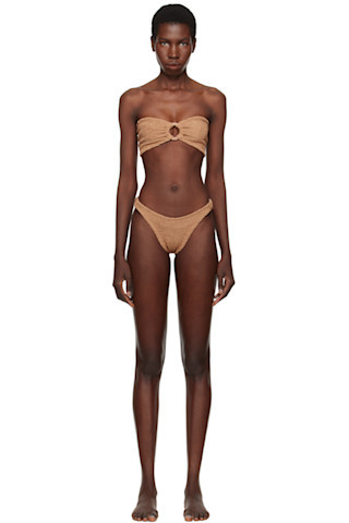 Hunza G - Brown Gloria Tonal Hoops Bikini | SSENSE