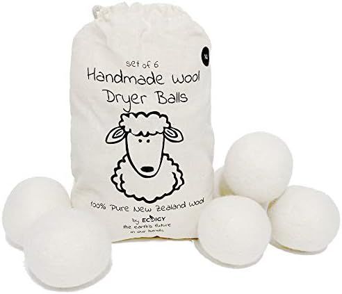 Wool Dryer Balls Organic XL 6-Pack by Ecoigy, Reusable Natural Fabric Softener for Laundry, Dryer Sh | Amazon (US)