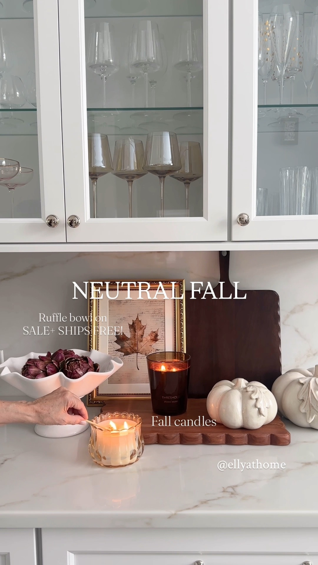 Neutral fall favorite home decor accessories! I love these creamy white pumpkins with pretty details, favorite ruffle bowl on Labor Day sale and ships free, new fall artwork, wood boards, fall fragrant candles, Amber wine glasses, white wine glasses.  Free shipping,

#LTKHome #LTKSaleAlert #LTKdayinmylife