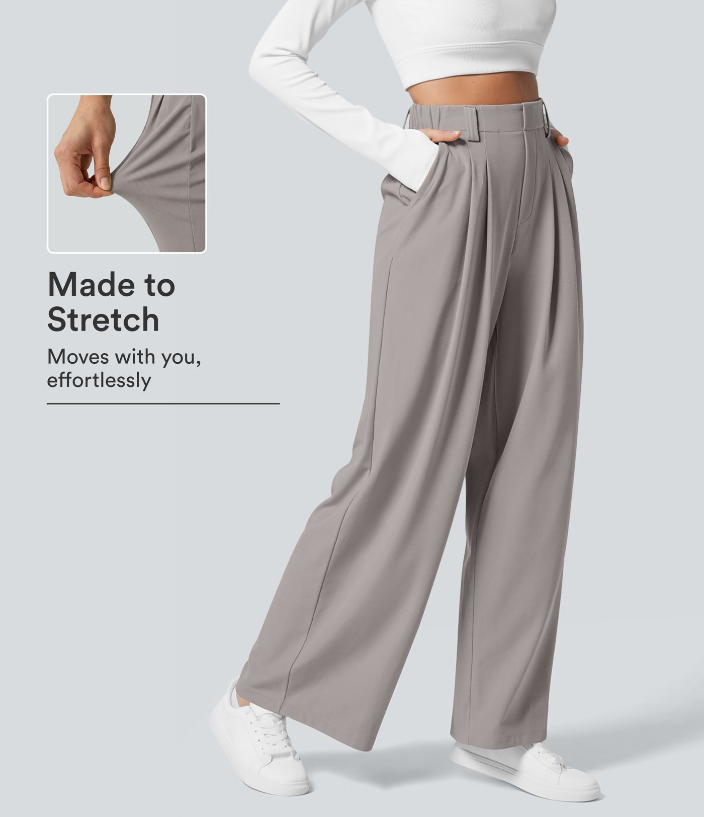 Women\u2019s Halara Flex\u2122 High Waisted Pocket Wide Leg Waffle Work Trousers - Halara | Halara UK