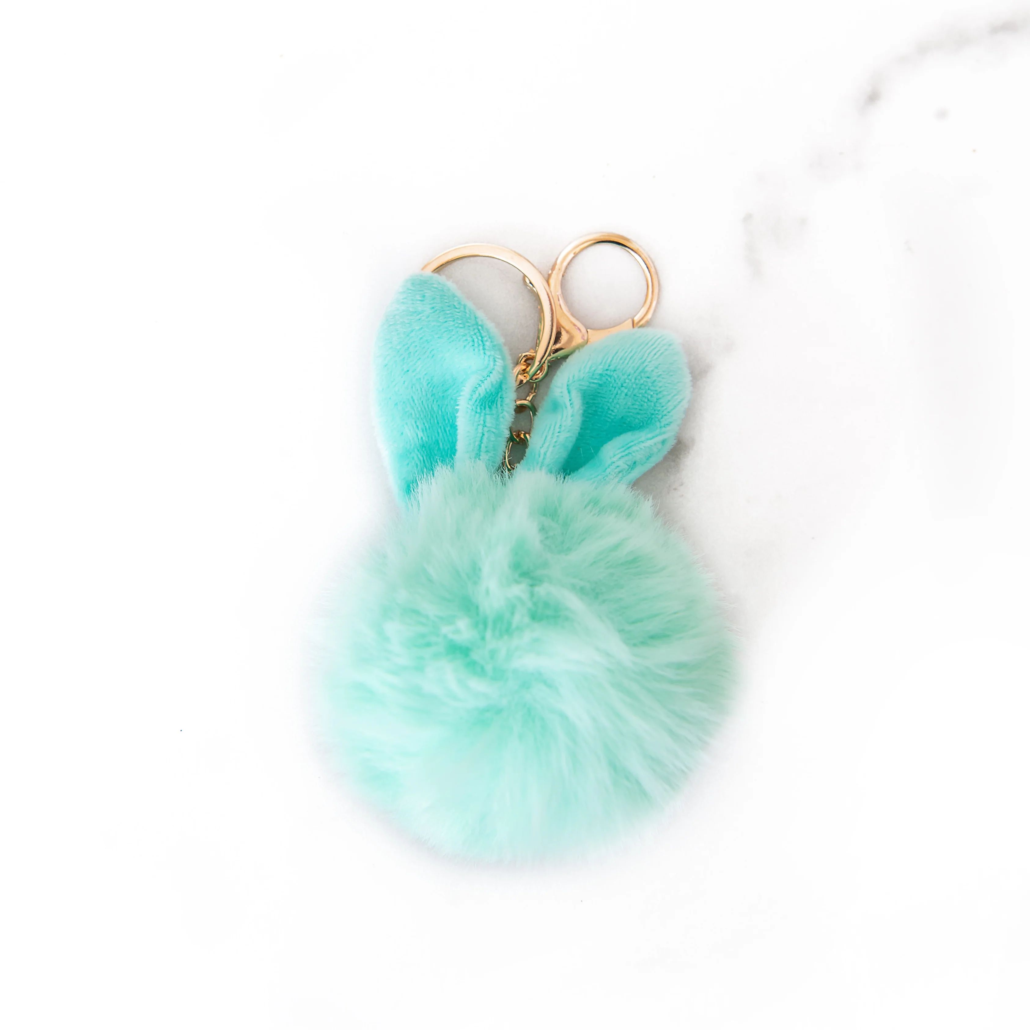 Bunny Pom Pom Key Chain | Turquoise | Golden Thread