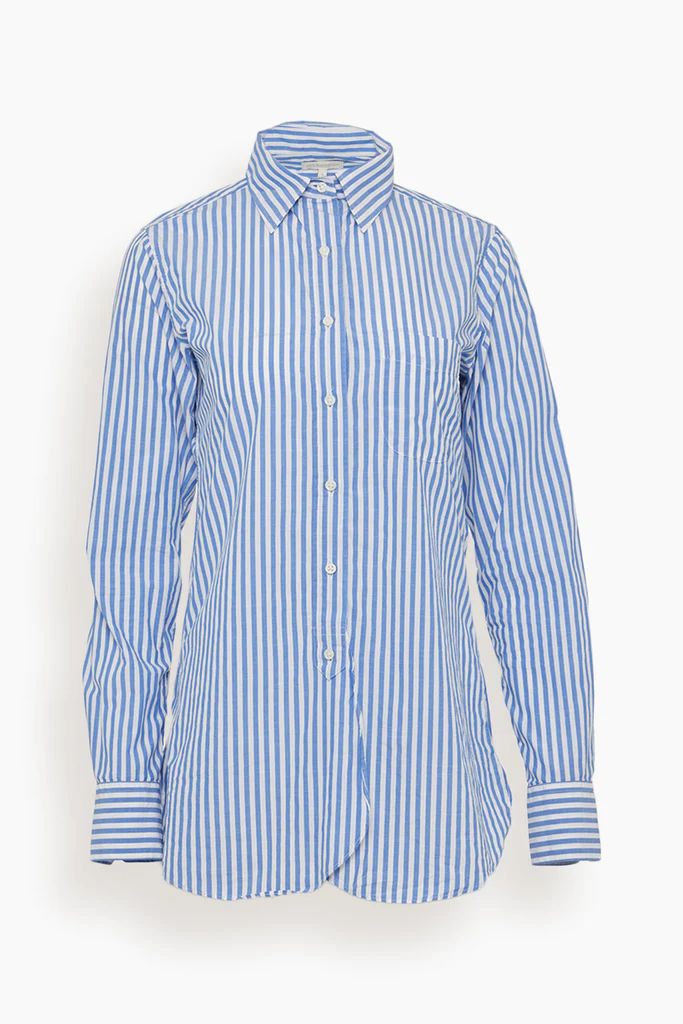 Boyfriend Shirt in Blue Chambray Stripe | Hampden Clothing
