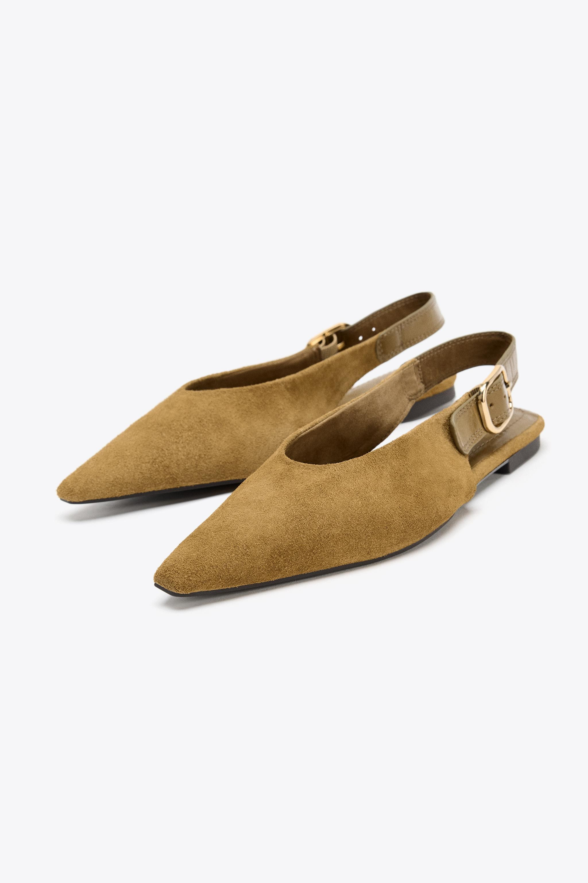 COMBINED LEATHER SLINGBACK SHOES | Zara US