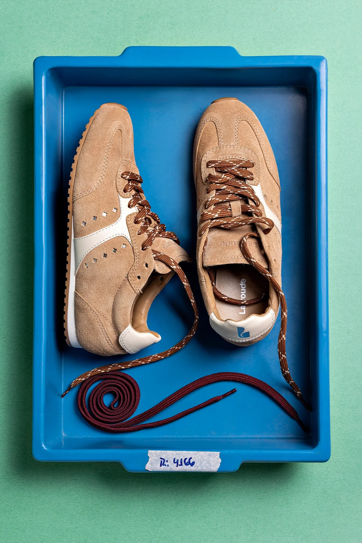 Stella Sneaker In Russet Suede and Ivory Leather | Larroude