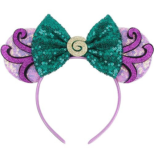 MADO Mermaid Ursula Princess Ears Headband, Sleeping Beauty Ears with Purple Design for Adults and Kids | Amazon (US)