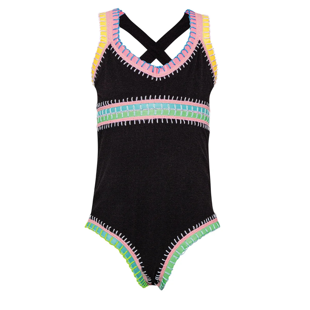 Kids Black Pearl Sadie Rainbow Embroidered One Piece | PQ Swim | PQ Swim