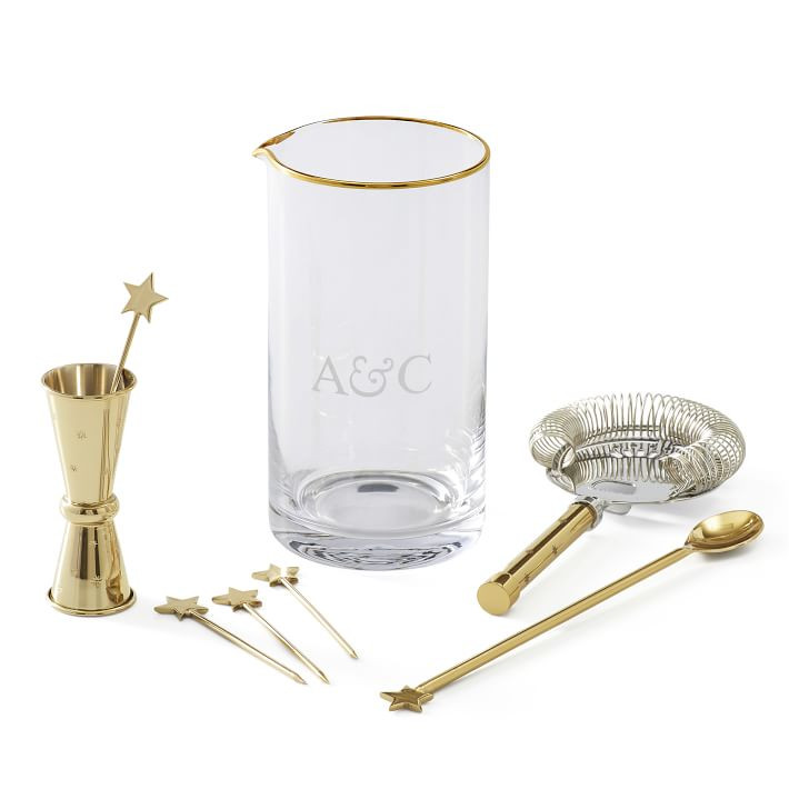 Gold Star Cocktail Bar Tool And Mixing Pitcher Set | Mark and Graham