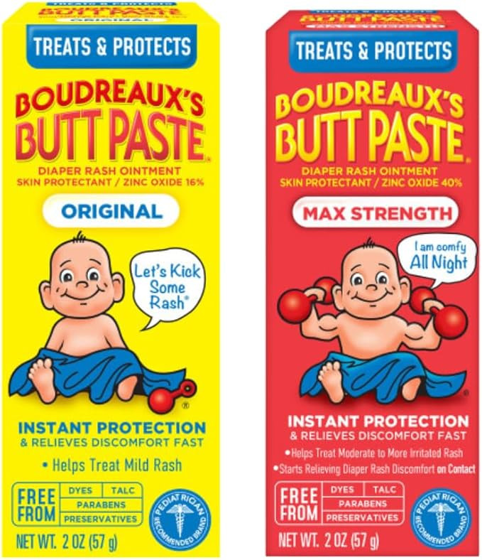 Boudreaux's Butt Paste Diaper Rash Ointment (Original (2oz) & Maximum Strength (2oz)) (1 of each)... | Amazon (US)