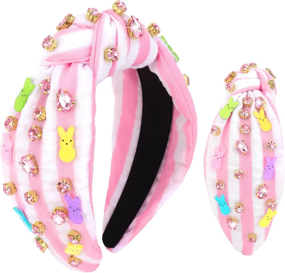 YARIEW Easter Headbands for Women Bunny Headband Elastic Rhinstone Beaded Rabbits Jeweled Headban... | Amazon (US)