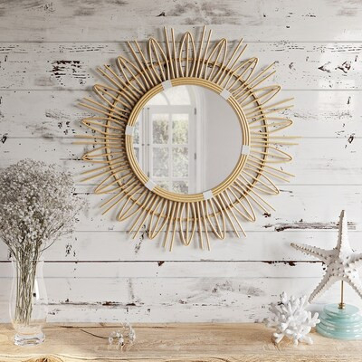 Soleil Round Boho Wall Mirror - 31.5"H x 31.5"W x 0.5"D | Bed Bath & Beyond
