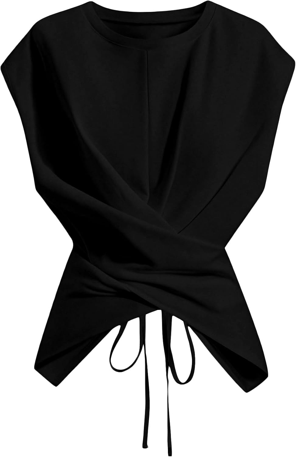 SOLY HUX Women's Asymmetrical Wrap Top Crop Tie Back T Shirts | Amazon (US)