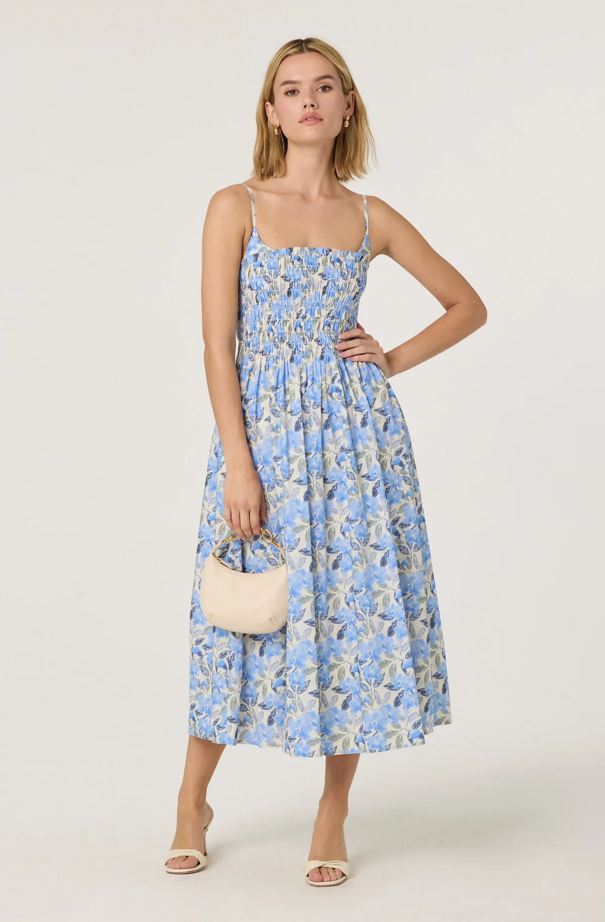 Smocked Floral Midi Dress | ASTR The Label (US)