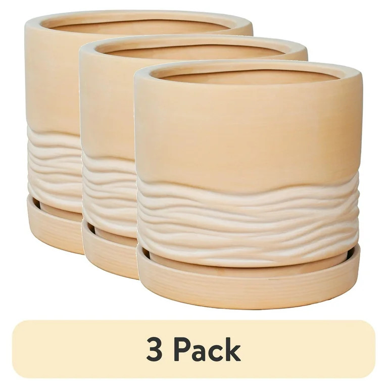 (3 pack) Better Homes & Gardens 8.2" x 8.2" x 8" Round Red Terracotta Terry Plant Planter | Walmart (US)