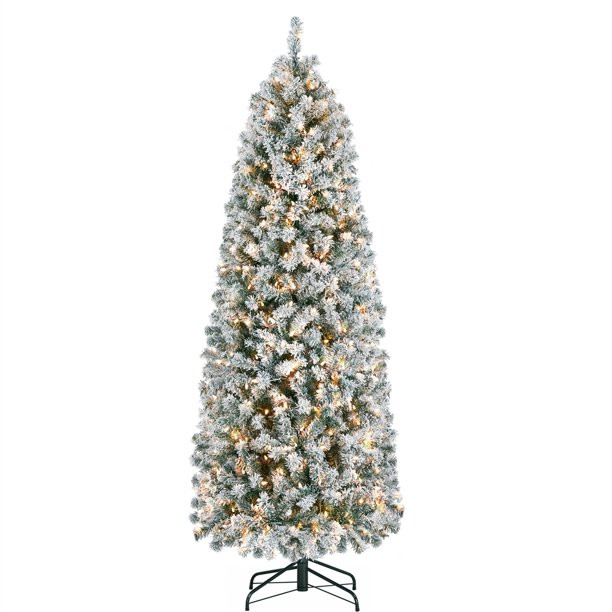 Yaheetech 6ft Prelit Snow Flocked Pencil Artificial Christmas Tree Holiday Decoration Hinged Spru... | Walmart (US)