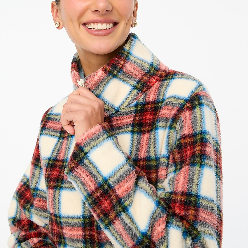 Tartan sherpa half-zip pullover | J.Crew Factory
