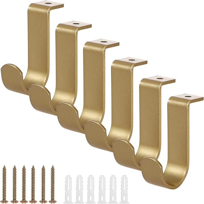 Sumnacon 6 Pcs Ceiling Mount Curtain Rod Brackets,Metal Single Curtain Rod Hanging Brackets for 5... | Amazon (US)
