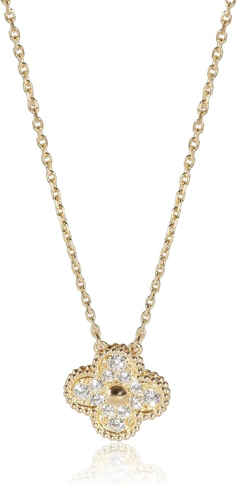Amazon.com: Van Cleef & Arpels, Pre-Loved, Vintage Alhambra Diamond Pendant 18K Yellow Gold, 0.48... | Amazon (US)