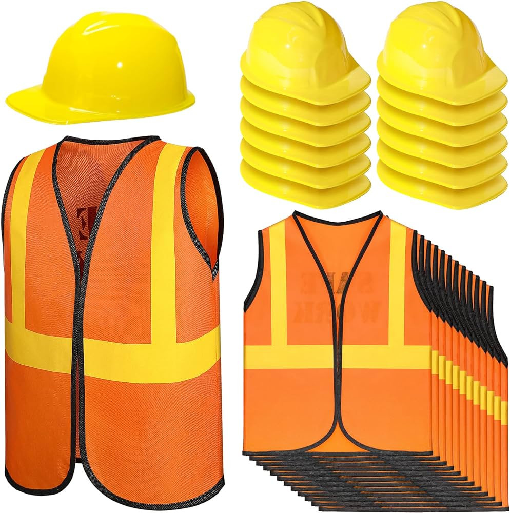 SATINIOR 24 Pieces Construction Worker Costume Construction Role Play Set Including Construction ... | Amazon (US)