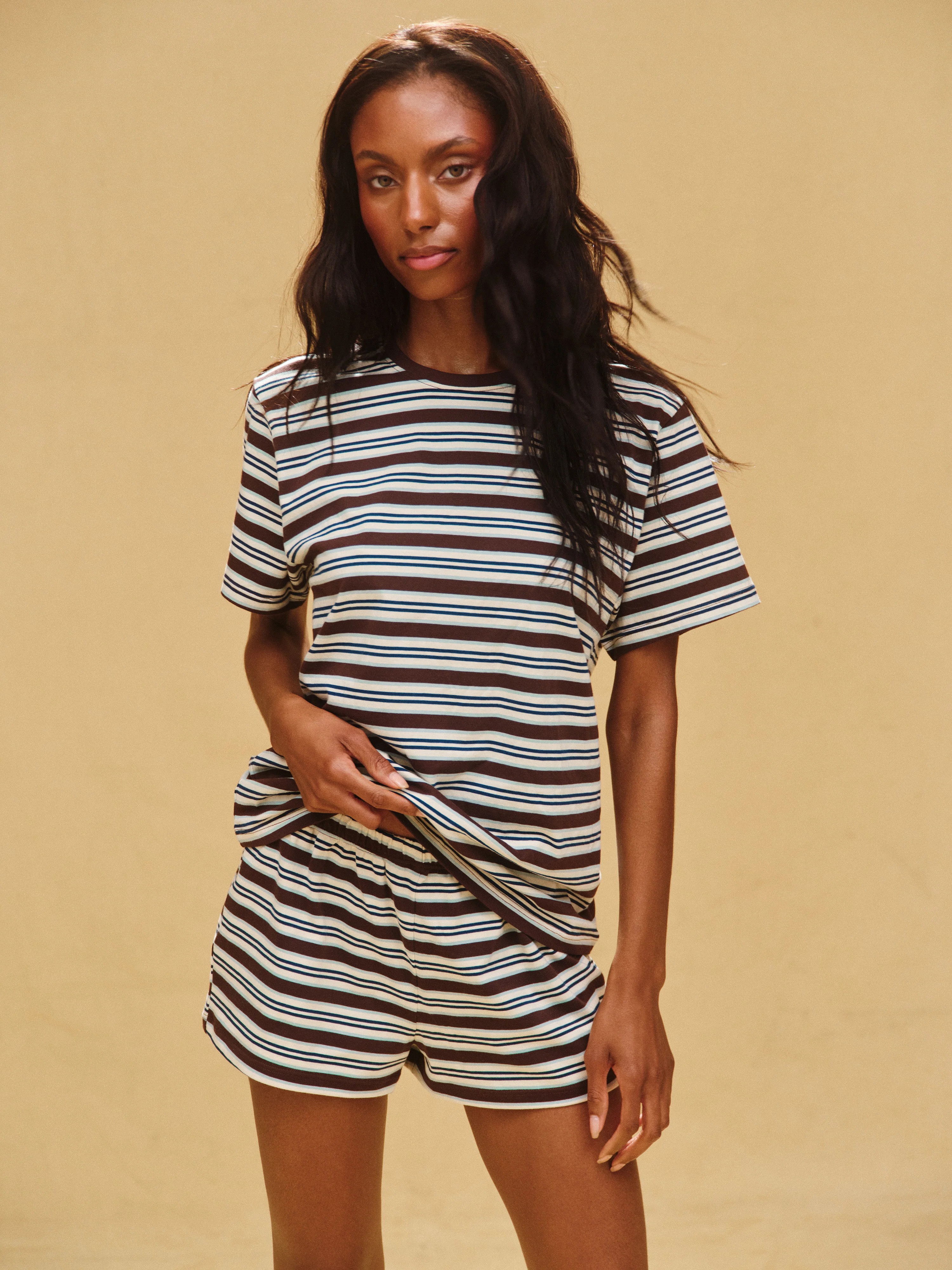 CLASSIC COTTON DAILY STRIPE BOYFRIEND TEE - KONA | SET Active