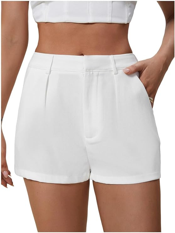 MakeMeChic Women's Summer Dressy Casual Shorts Plaid Elastic High Waisted Tailored Shorts Work Wi... | Amazon (US)