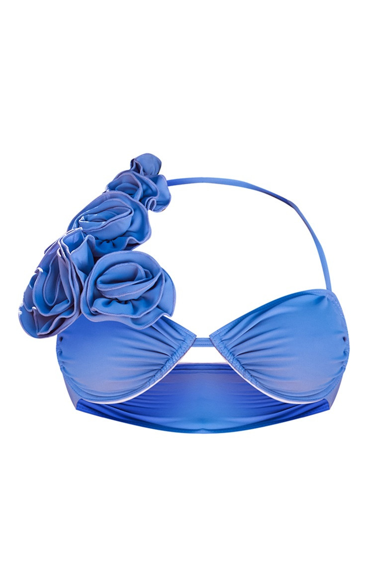 Purple Flower Detail Ruched Underwired Bikini Top | PrettyLittleThing US