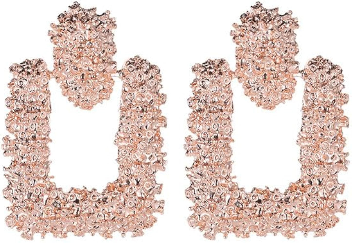 Chunky Gold Square Earrings for Women Hypoallergenic Fashion Geometric Rectangle Hollow Dangle Dr... | Amazon (US)