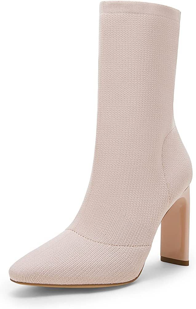 Rilista Women's Pointed Toe Ankle Boots Sexy High Heel Mid Calf Knit Fall Comfortable Sock Bootie... | Amazon (US)