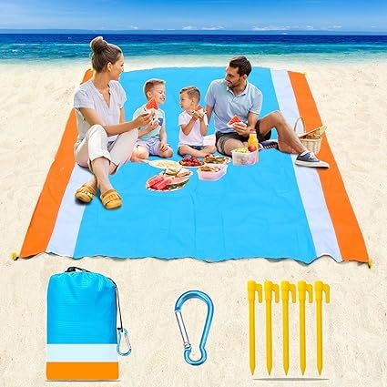 Naohiro Sand Free Beach Blanket,Extra Large 79" X 82" for 4-7 Persons Beach Mat.Outdoor Picnic Ma... | Amazon (US)