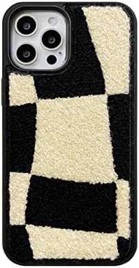 Furry Black White Phone Case Compatible with iPhone 13 Pro Max 6.7in 2021 Checkered Girly Classic... | Amazon (US)