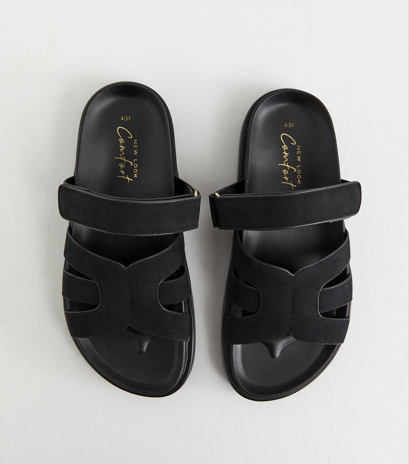 Black Faux Suede Chunky Interwoven Strap Flat Sandals | New Look | New Look (UK)