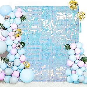 Shimmer Wall Backdrop Iridescent Panels Sequin Wall Panels Glitter 24 Panels Square Shimmer Backd... | Amazon (US)