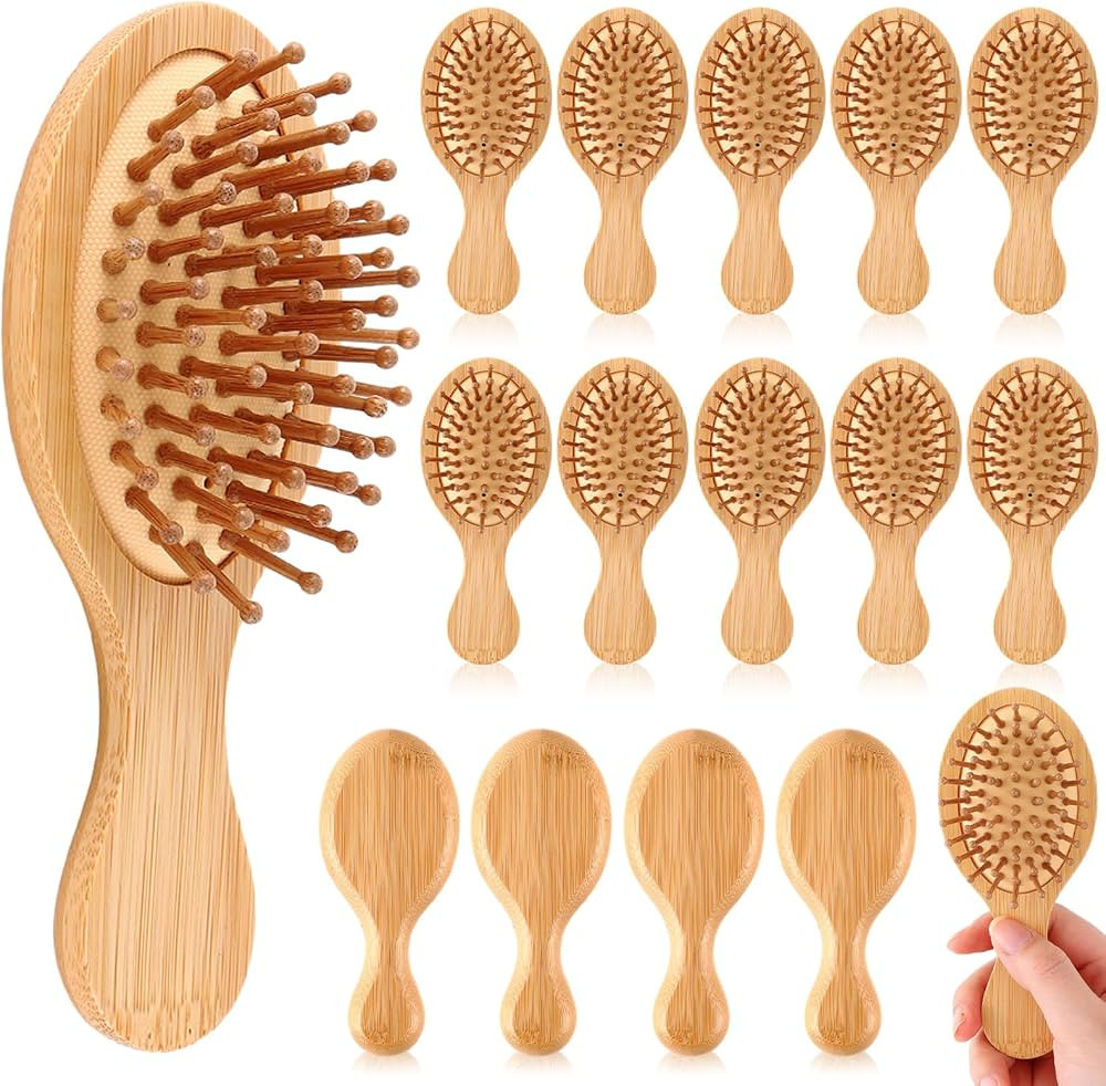 15 Pack Mini Bamboo Hair Brush Bulk Wooden Travel Small Hairbrush Massage Scalp Detangling Pocket... | Amazon (US)