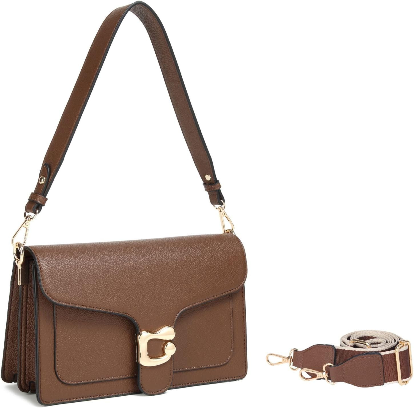 Travistar Crossbody Bags for Women Trendy - Small Cross Body Purse Shoulder Bag Leather Handbags Evening Clutch with 2 Straps | Amazon (US)
