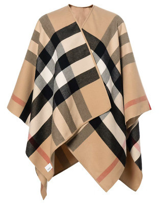Burberry FW20 Wool Check Reversible Cape Poncho Women's Khaki | eBay US