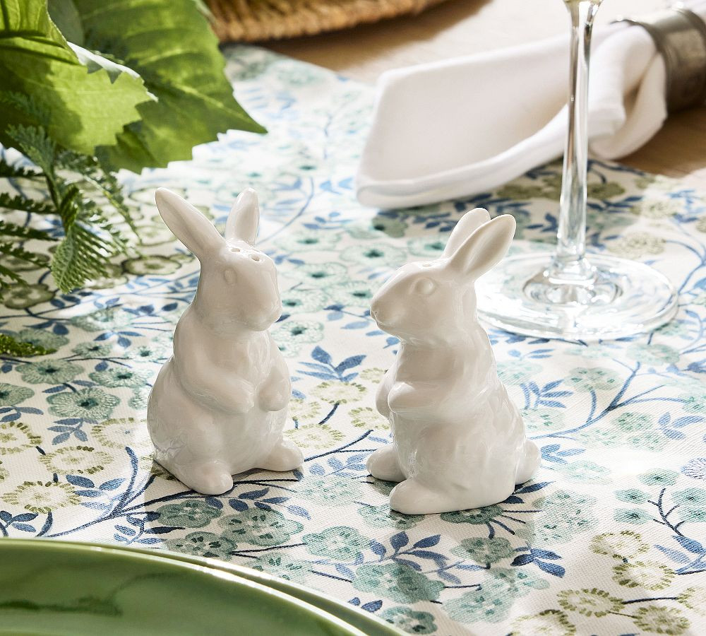 Floral Bunny Stoneware Salt & Pepper Shakers | Pottery Barn (US)