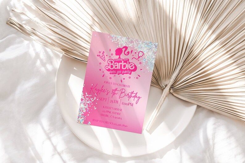 Editable Barbie Invitation Come on Barbie Lets Go Party - Etsy | Etsy (US)