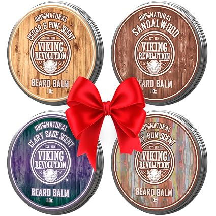 Viking Revolution 4 Beard Balm Variety Pack (1oz Each) - Sandalwood, Pine & Cedar, Bay Rum, Clary... | Amazon (US)