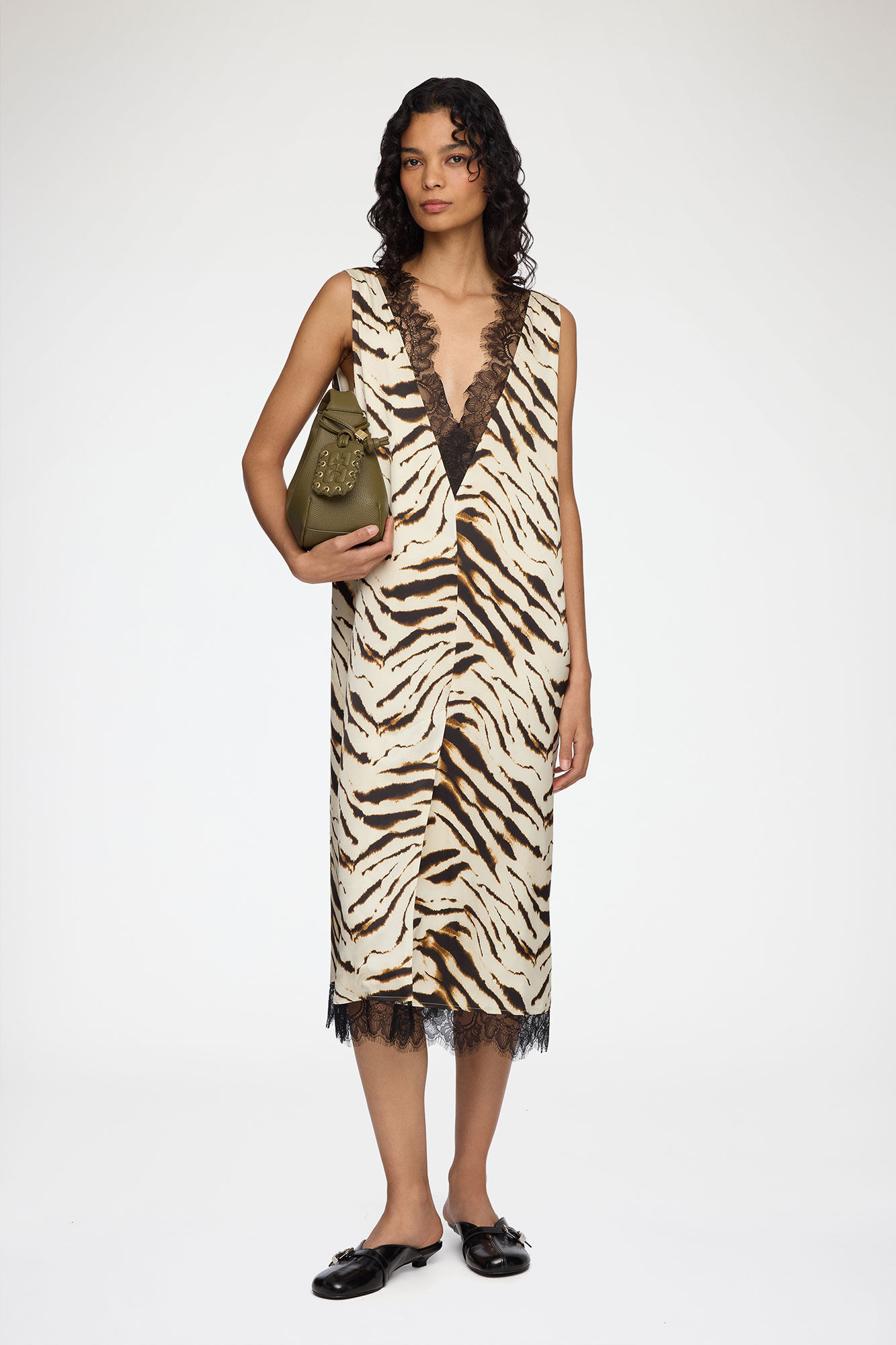 Dress in Zebra Satin | Ganni