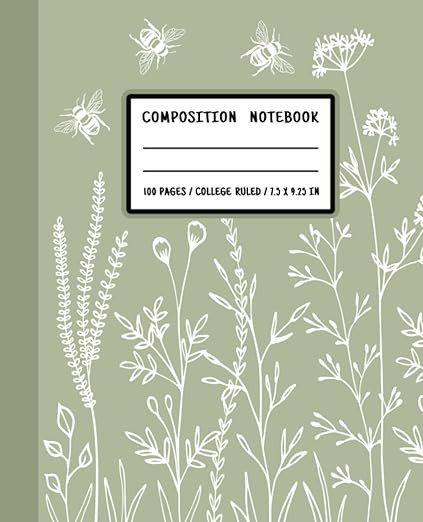 Composition Notebook: Cottagecore Aesthetic Boho Flower Sage Green Journal I School, Office, Work... | Amazon (US)