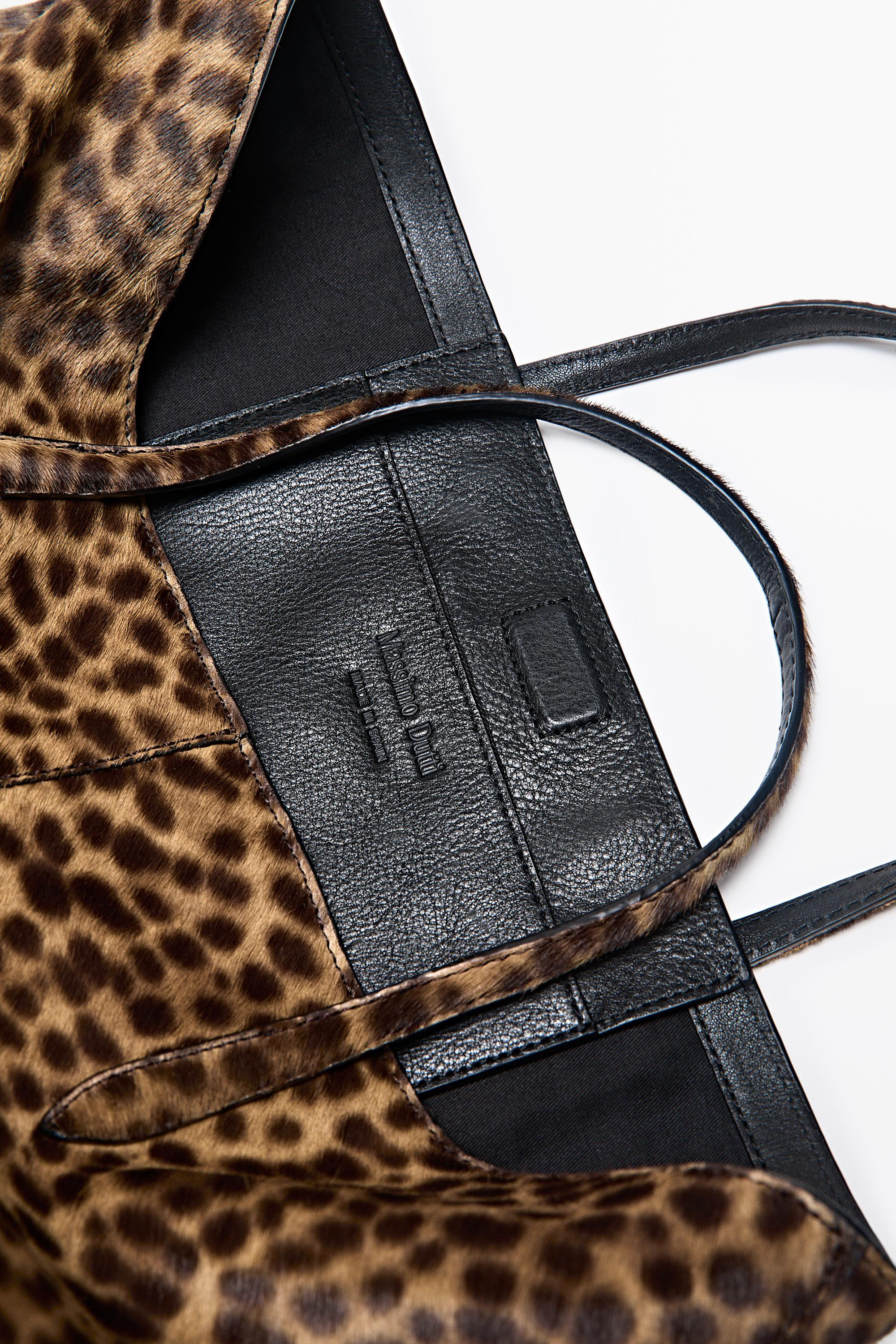 Medium leather tote bag with fur | Massimo Dutti UK