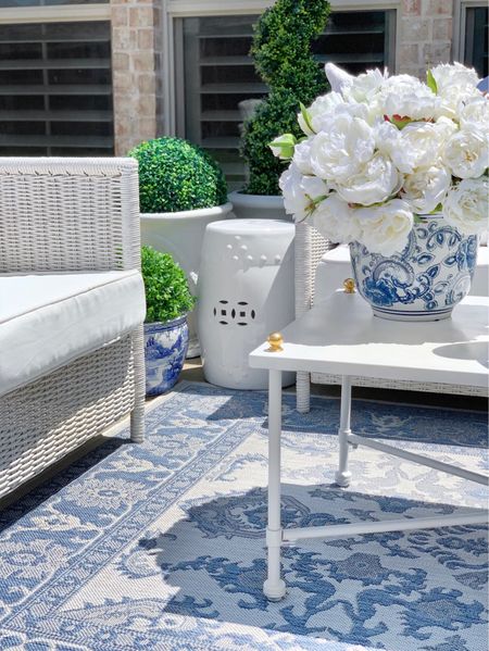 Amazon outdoor rug, outdoor furniture blue and white decor spring decor 

#LTKhome #LTKsalealert #LTKunder50