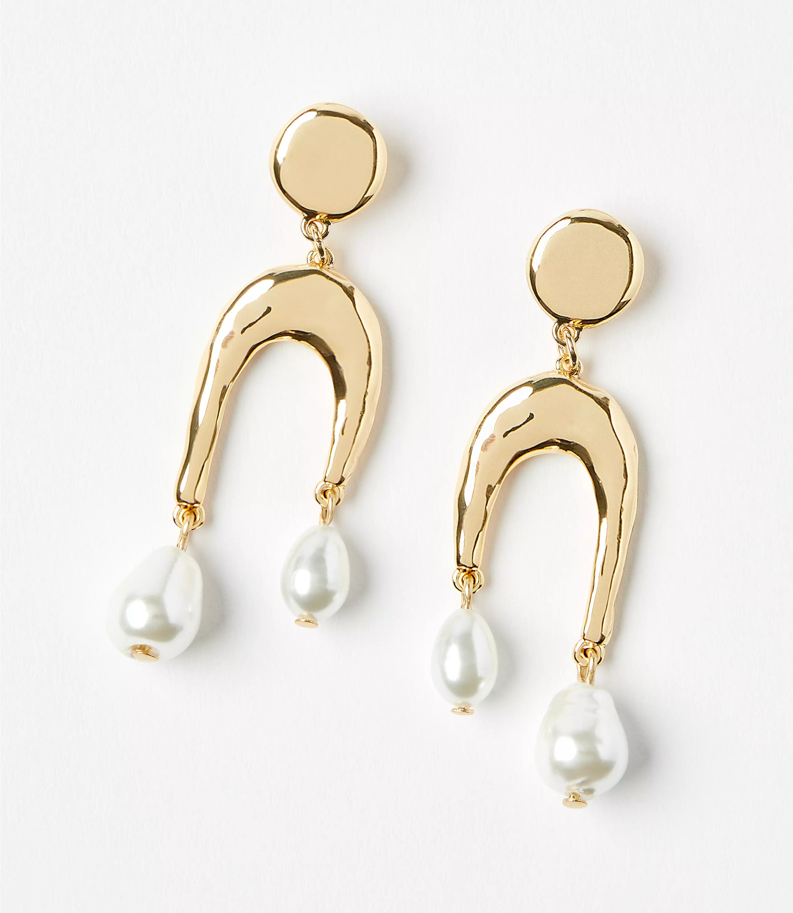 Pearlized Molded Curved Drop Earrings | LOFT