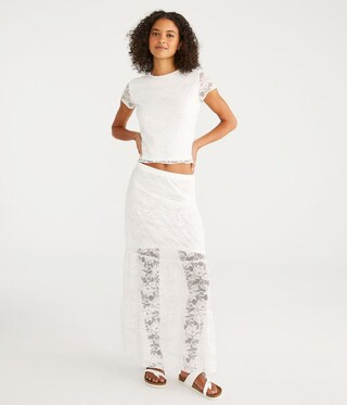 Floral Mesh Lace Maxi Skirt | Aeropostale