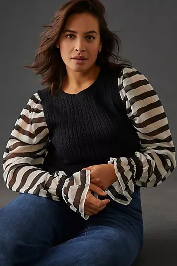 Maeve Contrast-Sleeve Sweater | Anthropologie (US)