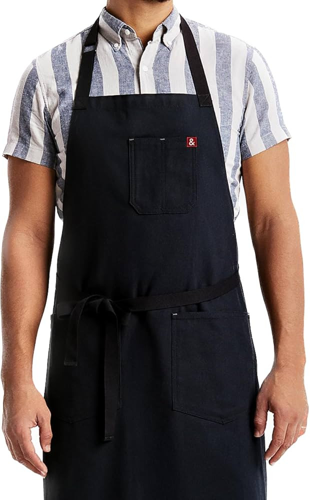 hedley & bennett Essential Apron - Professional Chef Apron with Pockets and Cross Back Straps for... | Amazon (US)