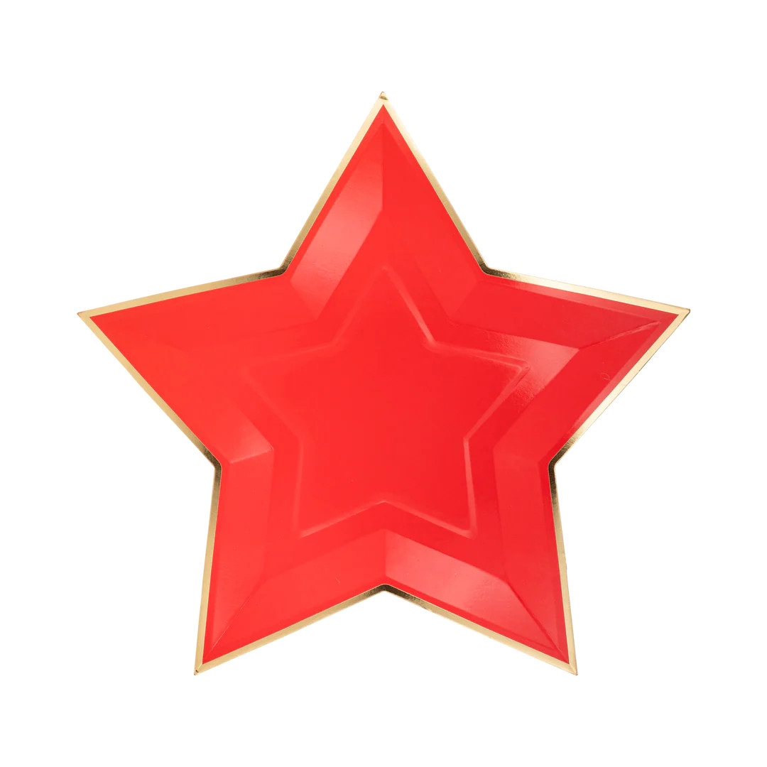 Red Star Shaped Gold Foiled Paper Plate | My Mind's Eye
