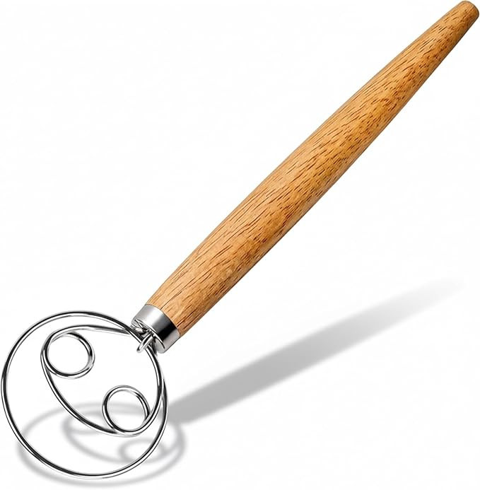 Maxjoy Danish Dough Whisk for Sourdough Bread Baking - Stainless Steel Hook with Wooden Handle | Amazon (US)