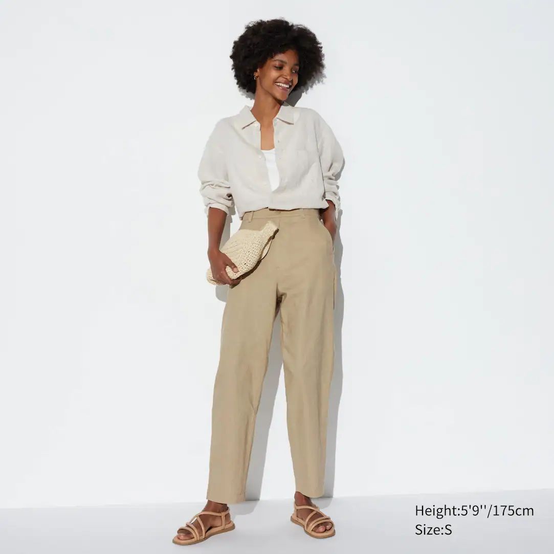 Linen Cotton Blend Tapered Trousers (Long) | UNIQLO (UK)