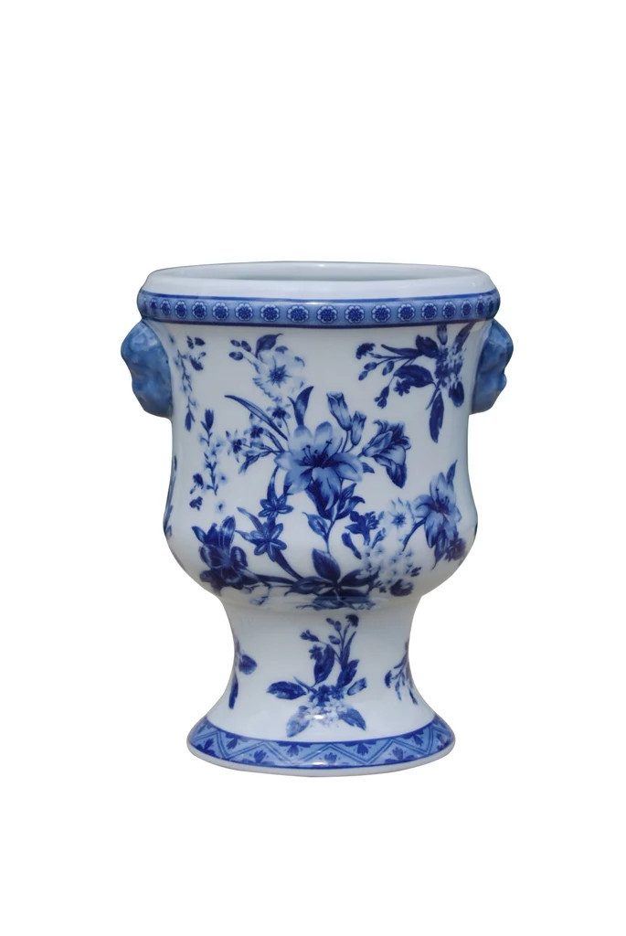 Round Lily Floral Cachepot Urn | The Enchanted Home