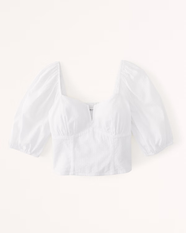Puff Sleeve Hardware Corset Top | Abercrombie & Fitch (US)
